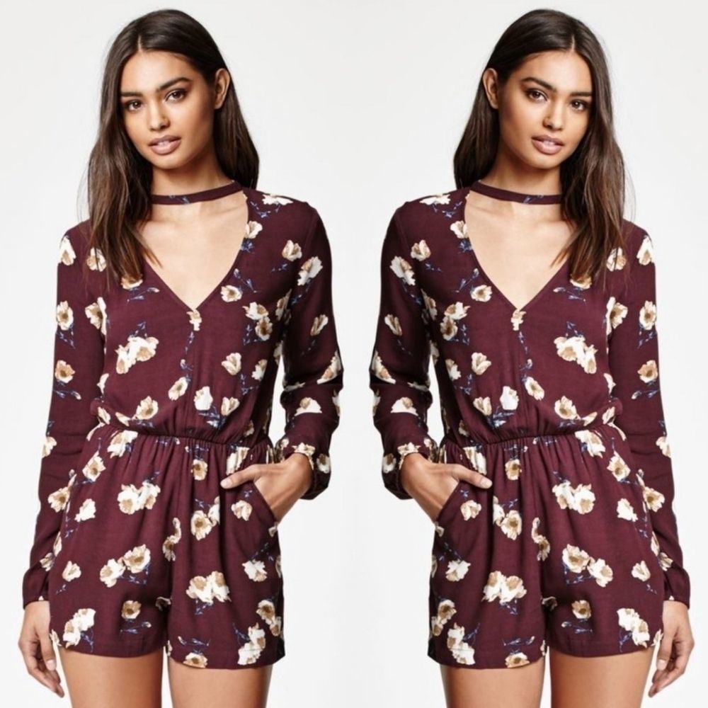 Kendall & Kylie Burgundy Floral Romper